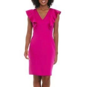 Brand new with tags! Gorgeous hot pink En Focus crepe sheath dress size 4